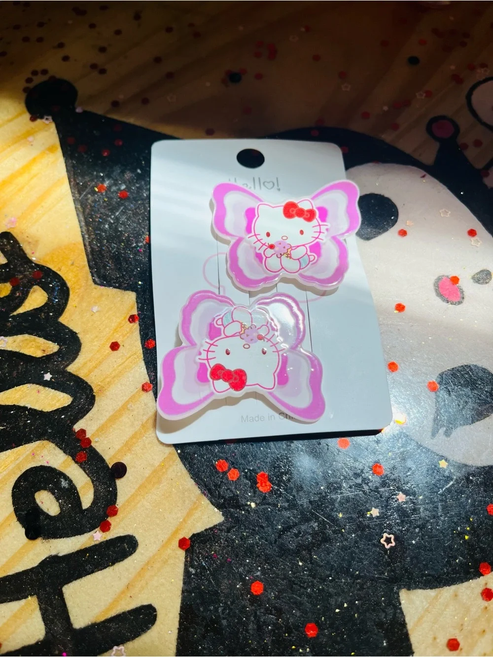 NWT Hello Kitty Lip Palette Nail Art Hair Clips & storage bundle